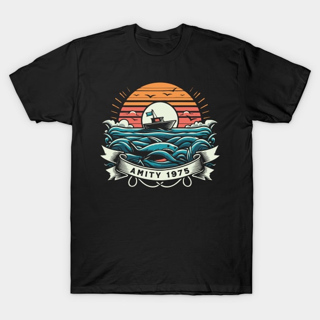 Amity 1975 Vintage Fan Art T-Shirt by Trendsdk